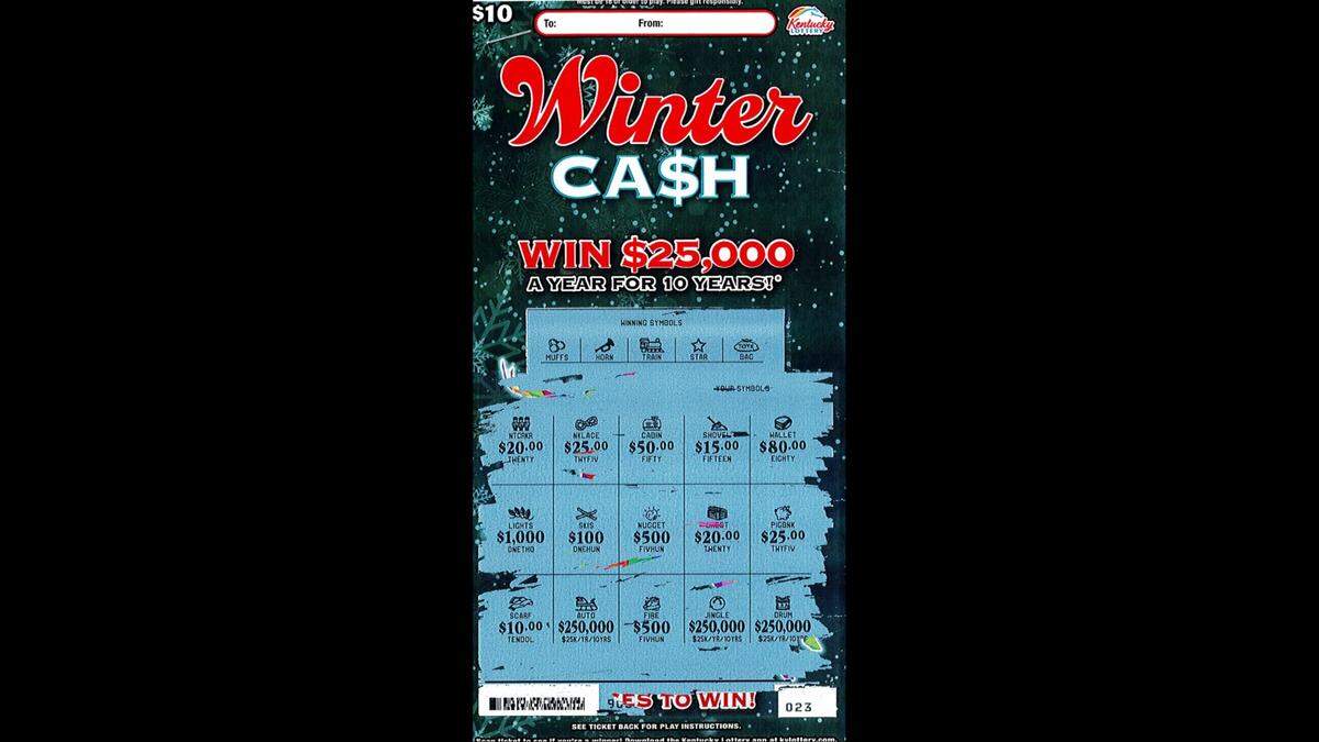 This Winter Ca$h seasonal scratch-off ticket from the Kentucky Lottery recently won a Lexington won the game’s top prize of a $200,000 lump sum payment.