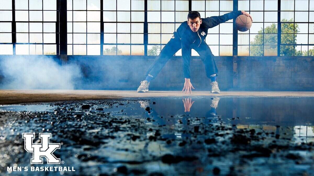 Kentucky’s Tyler Herro posed for a “warehouse” photo shoot for the UK men’s basketball team ahead of this week’s trip to the Bahamas for four exhibition games.