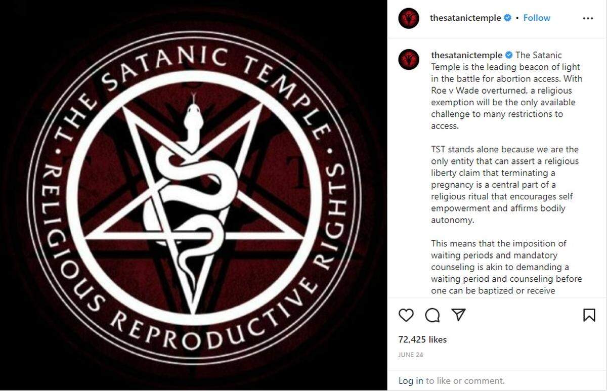 The Family Foundation of Kentucky pointed to this post from The Satanic Temple, shared by a Protect Kentucky Access staffer, as proof that the group working to defeat Constitutional Amendment No. 2 is employing people with “satanist” ties.