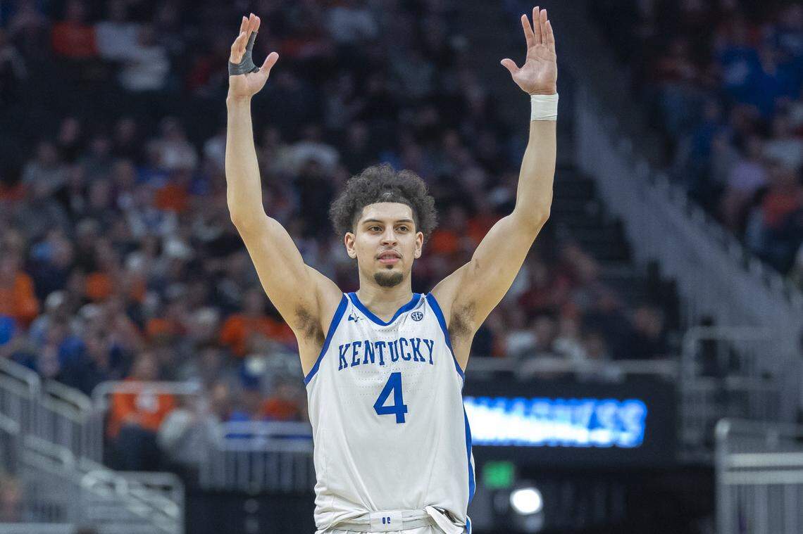 Koby Brea tied a career high with 23 points in Kentucky’s win against Illinois in the second round of the NCAA Tournament in Milwaukee on Sunday.