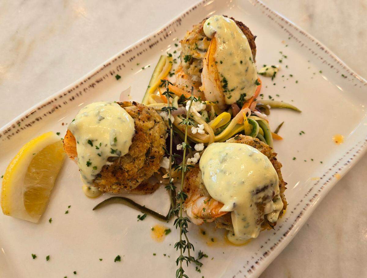Stuffed shrimp with crab meat was the entree at a recent Sunday lunch prepared by chef Rodney Jones.