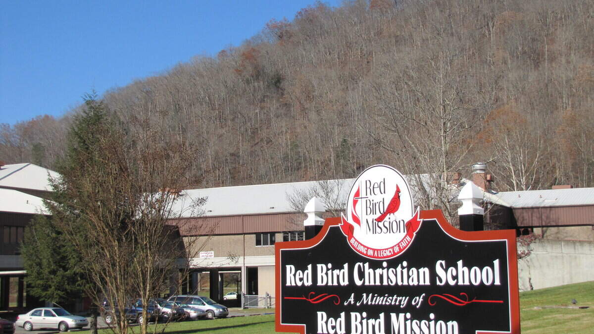 Red Bird Christian School, which is built in the shape of a cross, sits amid the steep hills near where Clay, Leslie and Bell counties meet. 11/20/2014 photo by Bill Estep
