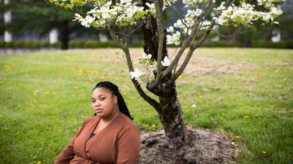 Chantal Hughes poses for a portrait at Thoroughbred Park in Lexington, Ky., Sunday, April 18, 2021.