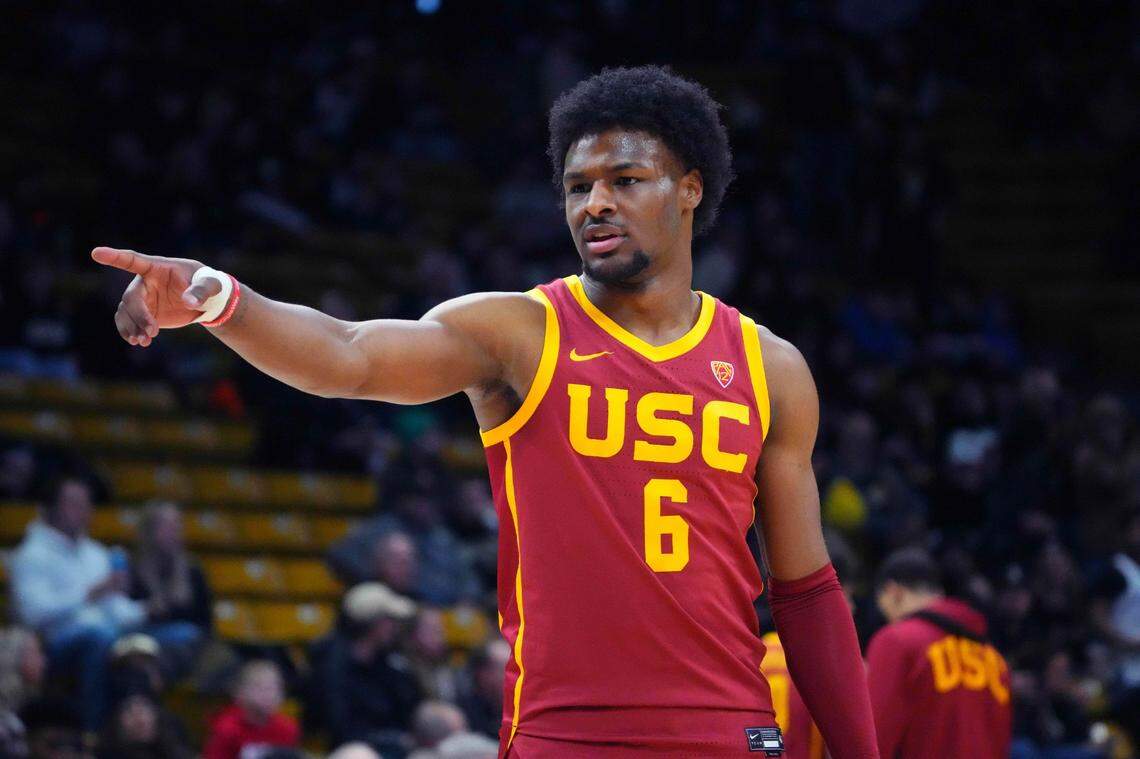 USC men’s basketball freshman guard Bronny James (6) suffered cardiac arrest during a summer workout, but returned to play in 25 games for the Trojans this season. Mandatory Credit: Ron Chenoy-USA TODAY Sports