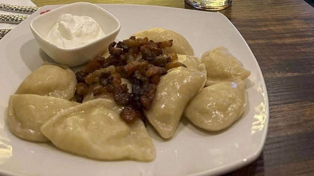 Varenyky, dumplings filled with potato ($17) or pork or chicken ($22) is a popular traditional Ukrainian dish.
