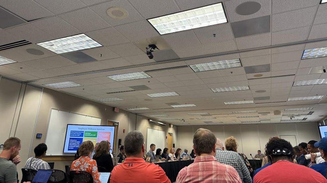 People watch the Sept. 8 FCPS school board planning meeting.