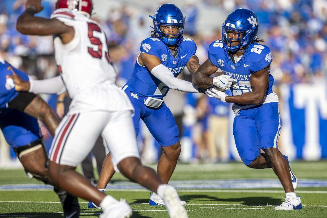 Kentucky true freshman running back Jason Patterson (26) has run for 73 yards on 14 carries through two games, an average of 5.2 yards a carry.