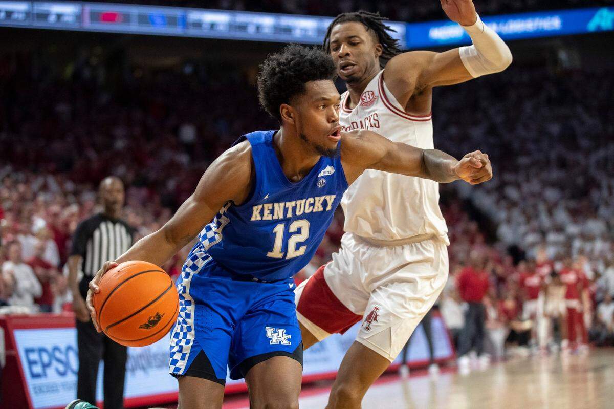 Kentucky’s Keion Brooks (12), a 6-foot-7 forward, averaged 10.8 points and 4.4 rebounds this past season.