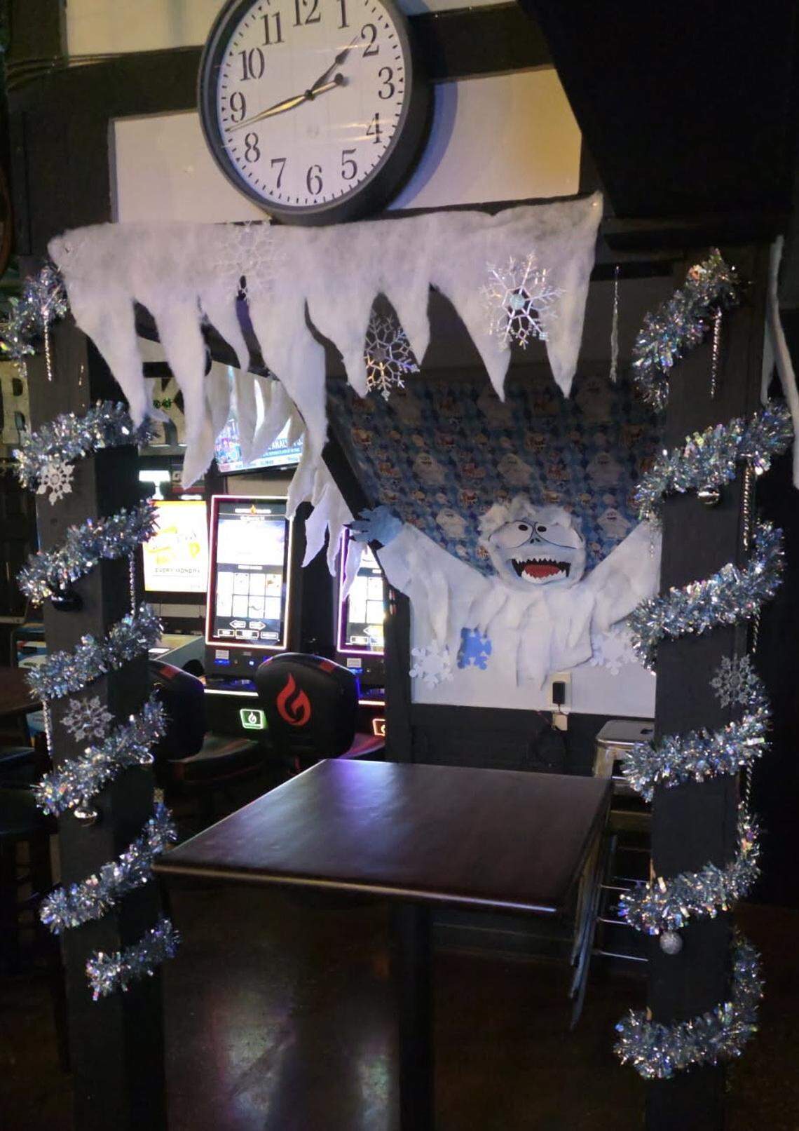 You can dine with the Abominable Snowman at the Shamrock Bar & Grille. Two locations (Patchen and Brannon Crossing), as well as sister restaurant The Cellar on Lansdowne, have holiday decorations and fun photo booths.
