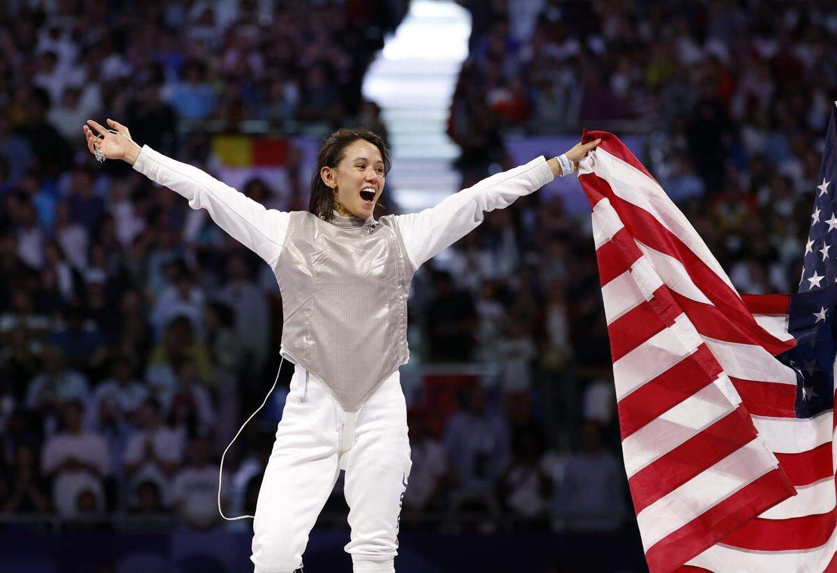 Lexington’s Lee Kiefer celebrated after defeating Team USA teammate Lauren Scruggs to win the 2024 Olympics gold medal in women’s foil fencing in Paris. Kiefer’s triumph was part of an extraordinary year for sports figures from Lexington.