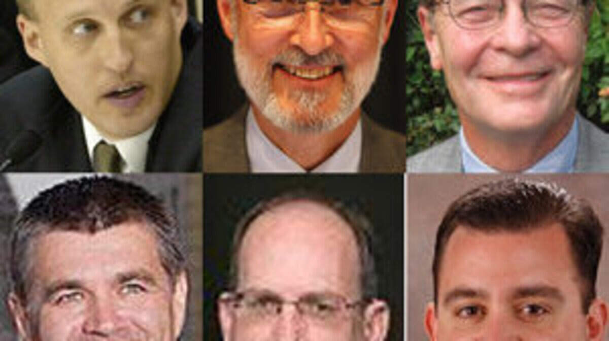 Top row, left Bill Cegelka, Steve Kay, and Jon Larson. Bottom row, left, Chris Logan, Richard Moloney, and Kevin Stinnett.