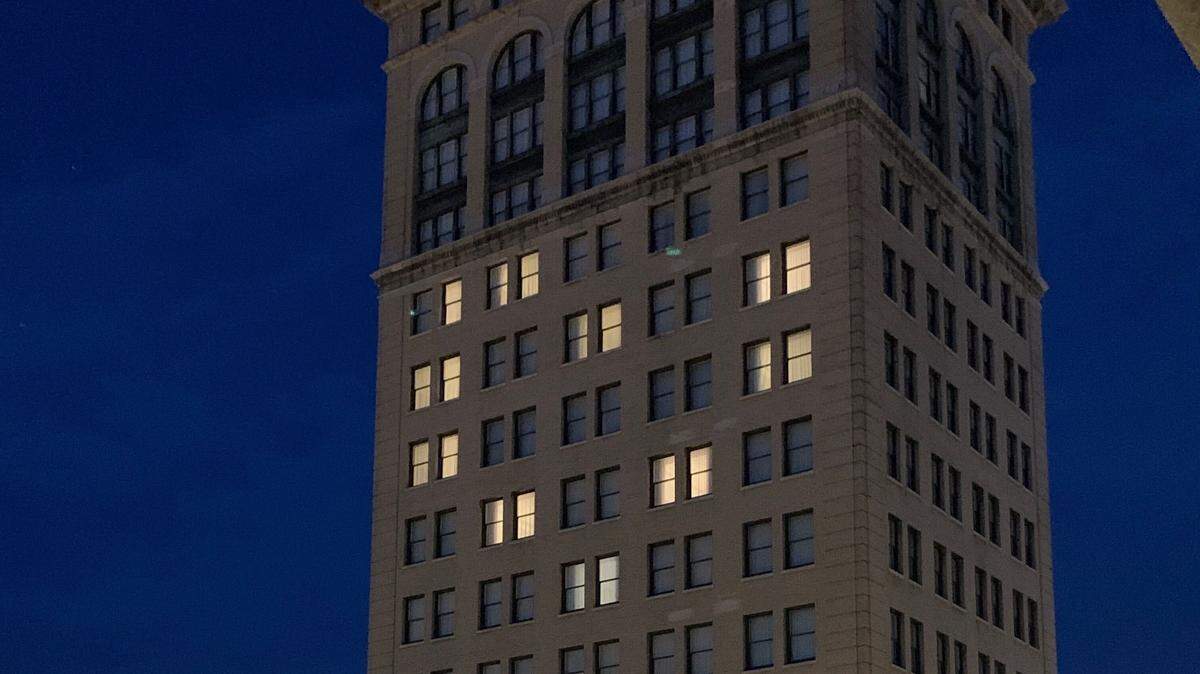  The 21c Museum Hotel in downtown Lexington was lit up with a heart at night during the coronavirus pandemic that has closed its doors and hit the industry hard.