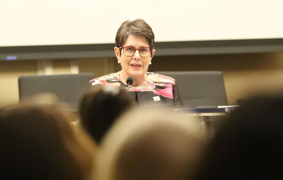 Lexington Mayor Linda Gorton unveils her $531.8 million budget proposal for the fiscal year that begins July 1 during the council meeting on April 16, 2024.