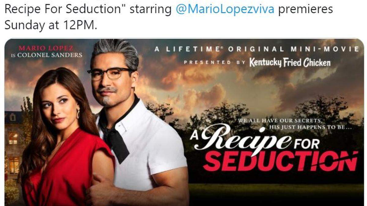 Mario Lopez starts as Colonel Sanders in a mini-movie drama presented by Kentucky Fried Chicken.