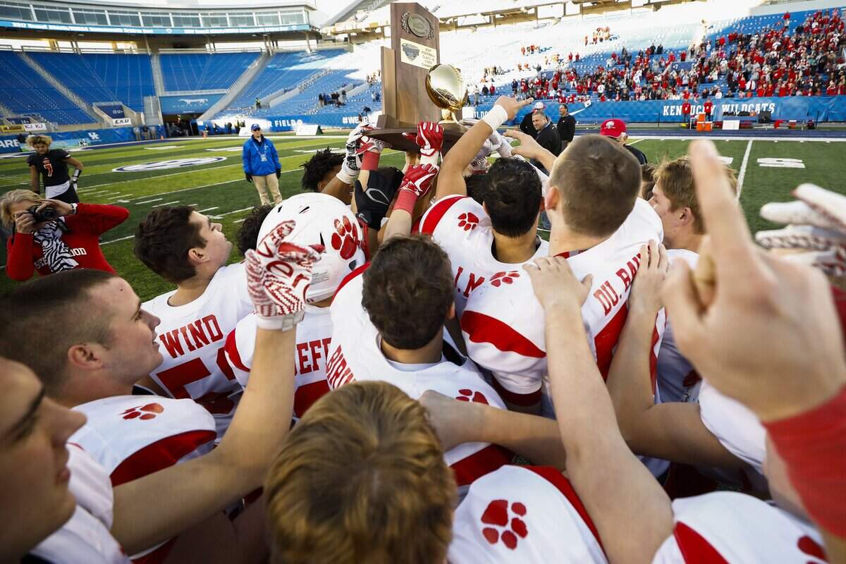 Beechwood celebrated its 41-0 victory over Raceland in the Class A championship game at Kroger Field last December.