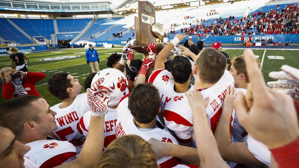 Beechwood celebrated its 41-0 victory over Raceland in the Class A championship game at Kroger Field last December.