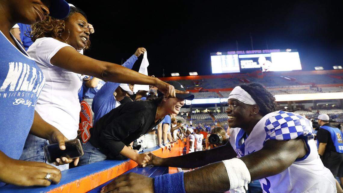 Kentucky quarterback Terry Wilson celebrated after his team’s upset of No. 25 Florida on Saturday night.