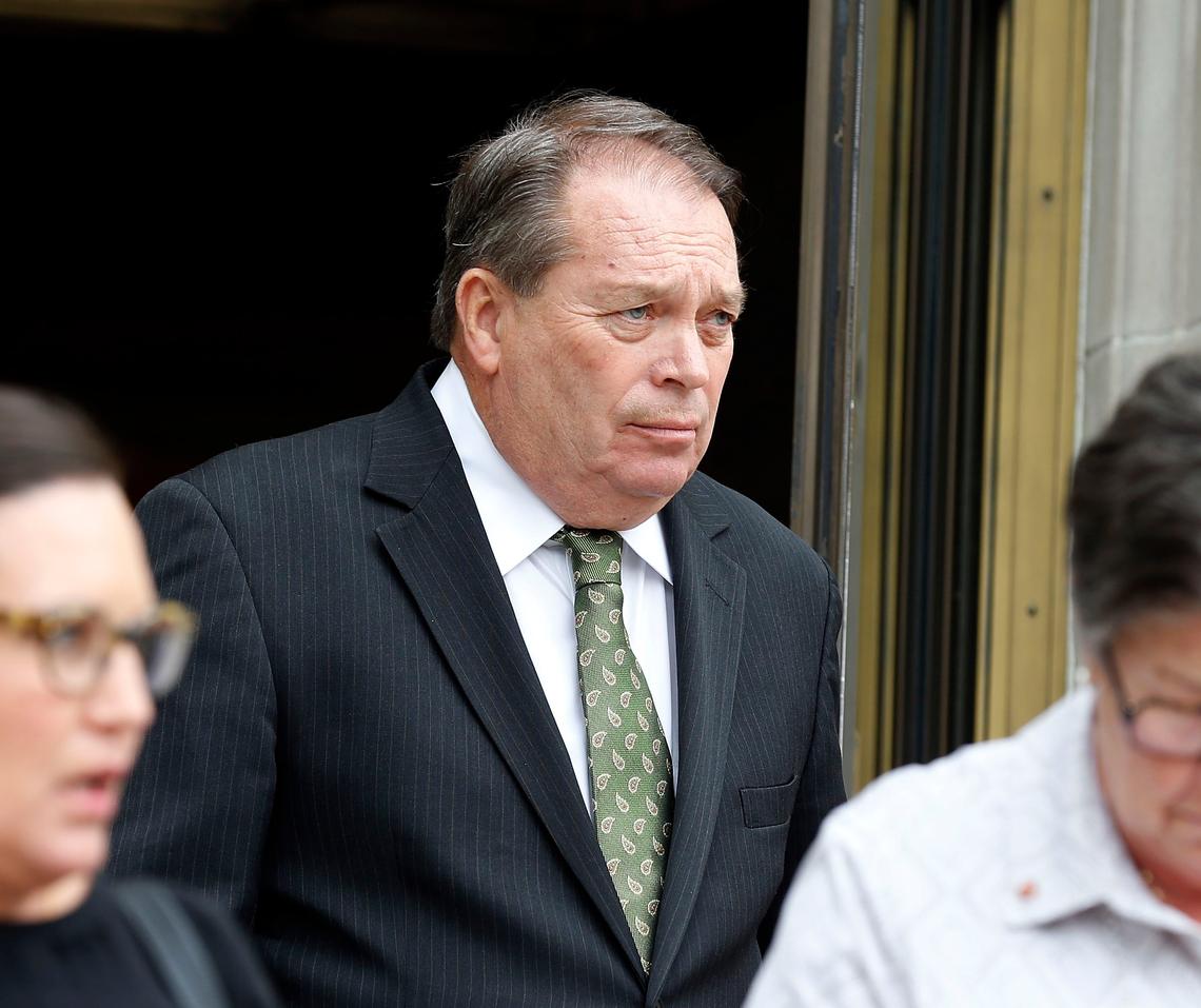 Jerry Lundergan, father of Alison Lundergan Grimes, leaves the federal courthouse in Lexington in 2018 after an appearance on campaign finance charges. He later was sent to prison.