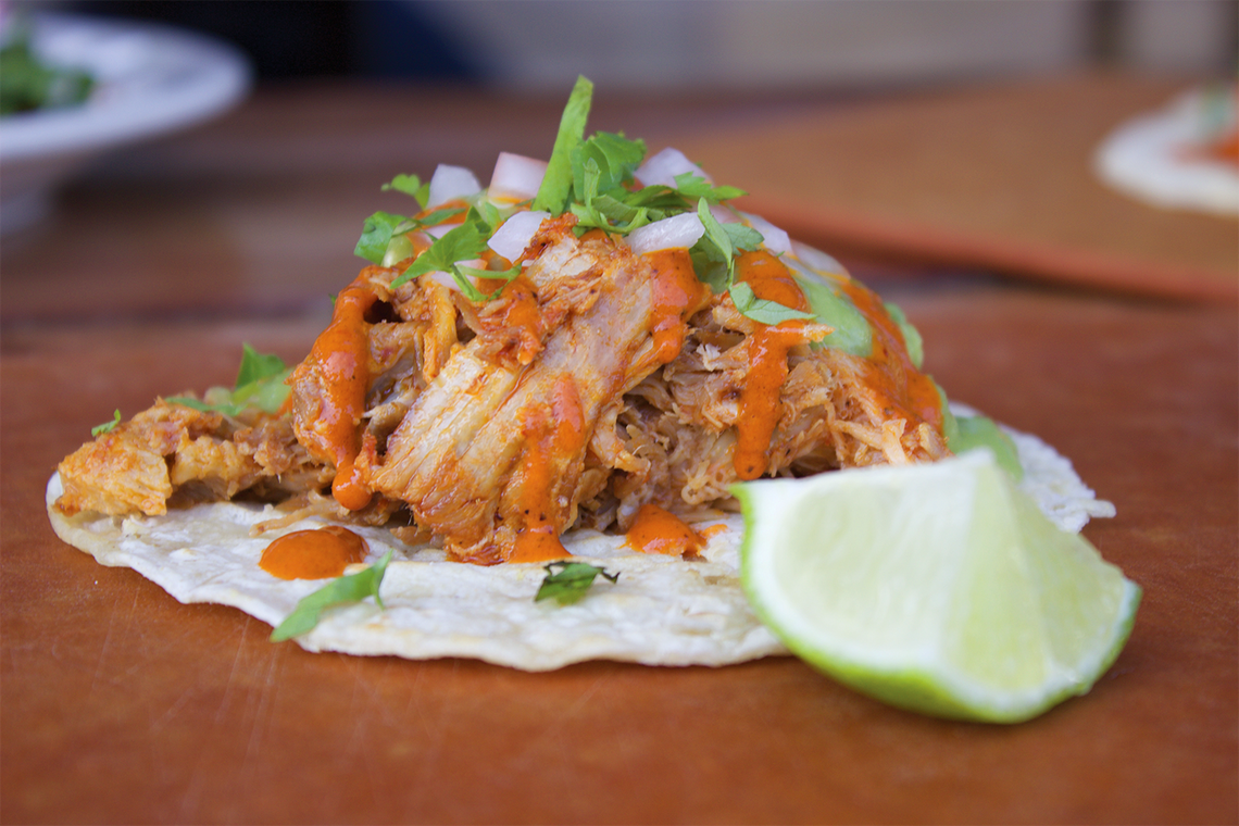 For Lexington Taco Week, Mazunte Bodega will offer Pork Tacos, made with shredded pork, avocado salsa, onions, smoked red salsa and cilantro.