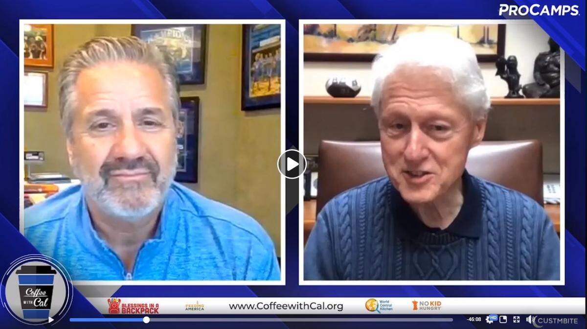 Former president Bill Clinton was a guest on Kentucky basketball coach John Calipari’s “Coffee with Cal” series on Facebook Live on April 20.