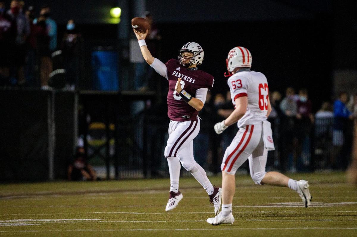 Pikeville's Isaac McNamee (8) passed the football against Belfry on Friday night.
