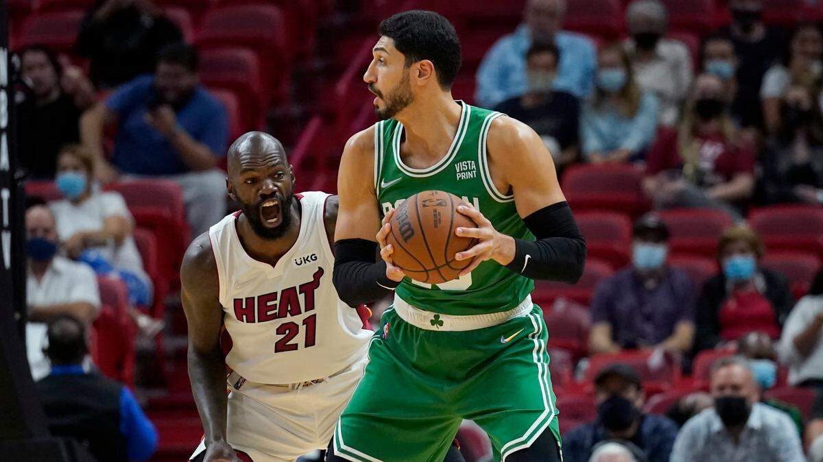 Enes Kanter, right, of the Boston Celtics made comments in support of the Tibetan people, apparently drawing a reprimand from China for his team.