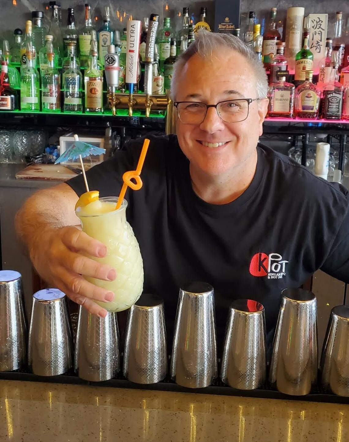 Looking for a frozen pina colada to get you through the heat wave? Robert “Tiki Bobby” at KPOT Korean BBQ & Hot Pot can help you out.