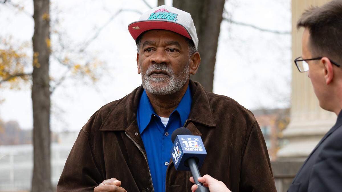 Jesse Brown-Lee, who worked closely with former Kentucky Governor Martha Layne Collins, interviewed with LEX18 News about her service to the community and her help in shaping his life for the better during her public viewing memorial service held at the Old Capitol on Nov. 9, 2025, in Frankfort, Ky.