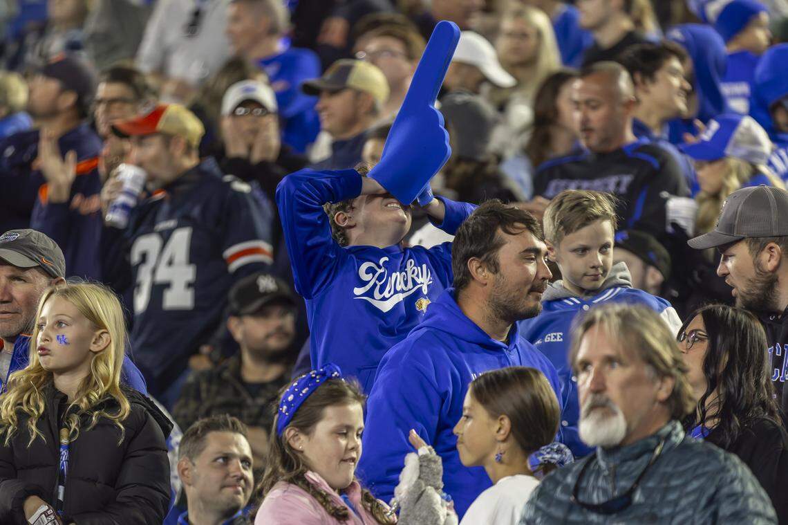 Kentucky fans react during Saturday’s game against Auburn at Kroger Field.