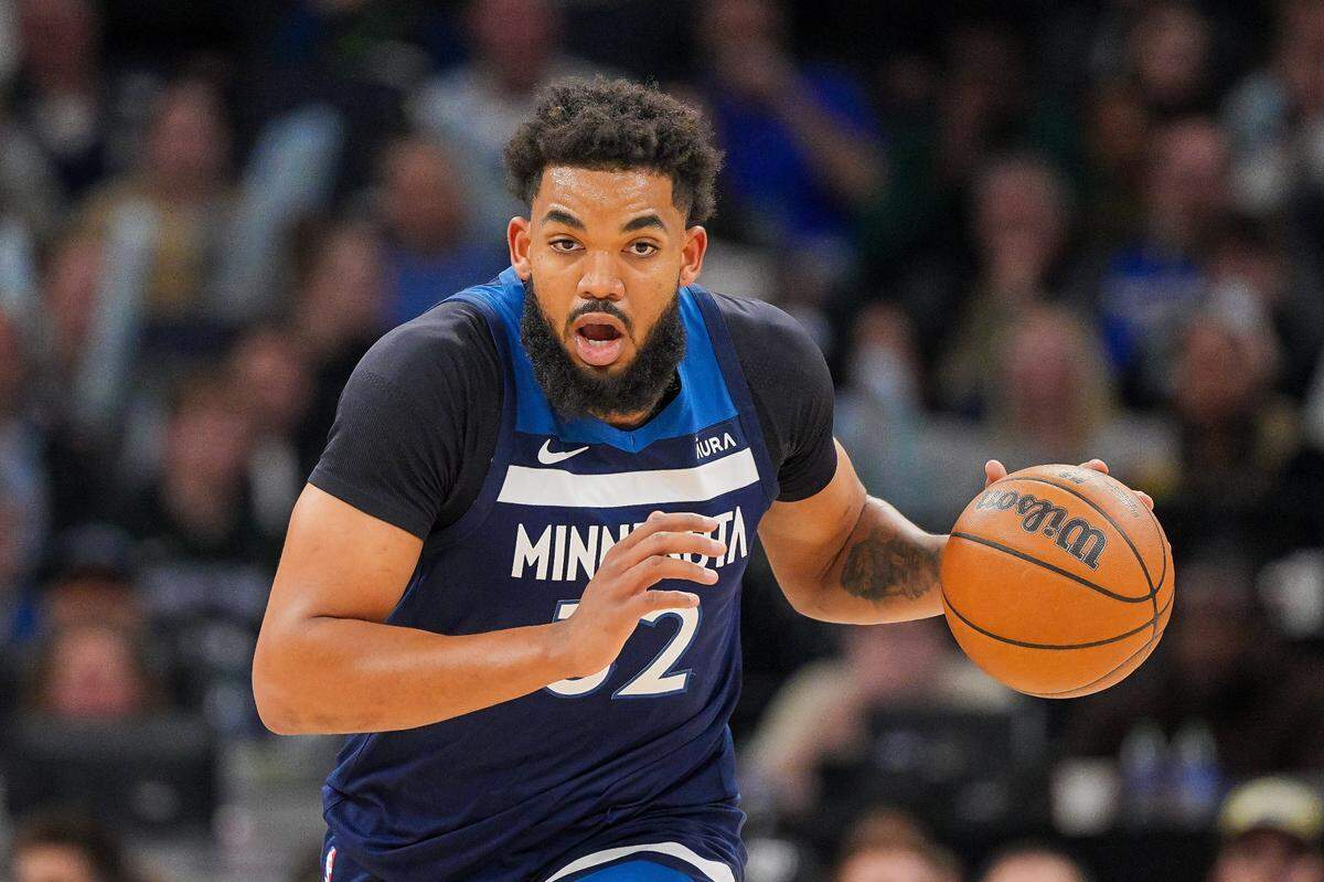Minnesota Timberwolves center Karl-Anthony Towns (32) would seem a strong contender to make the Team USA roster for the 2028 Olympics except for the fact he has long chosen to play internationally for the Dominican Republic, the country where his mother was from.