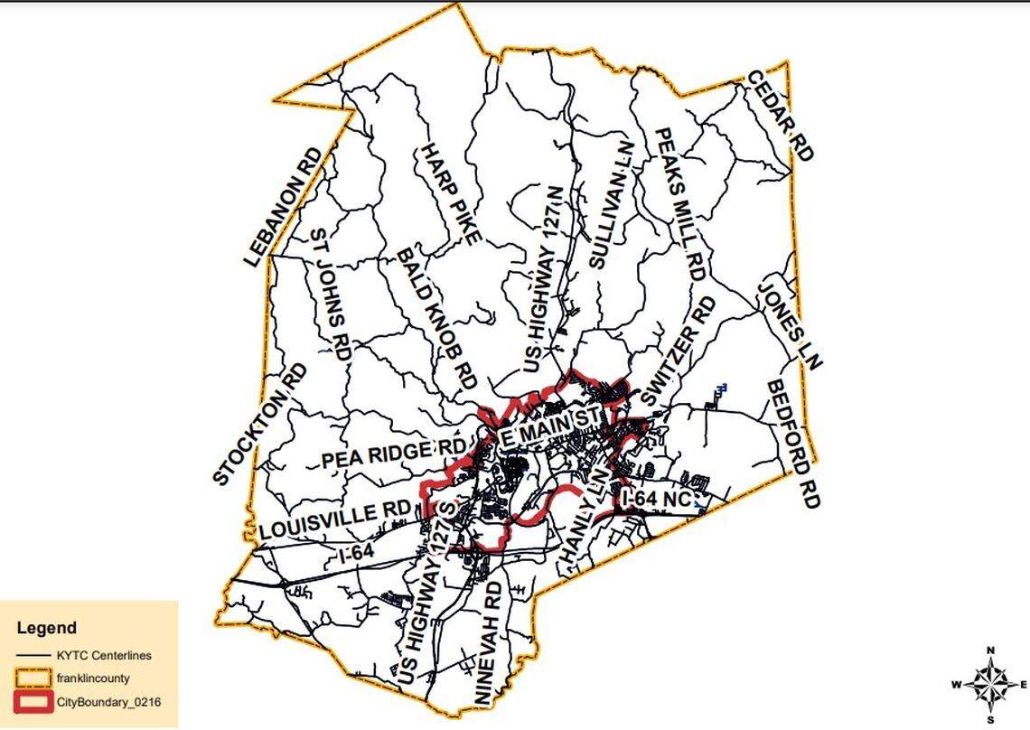 Map of Franklin County.