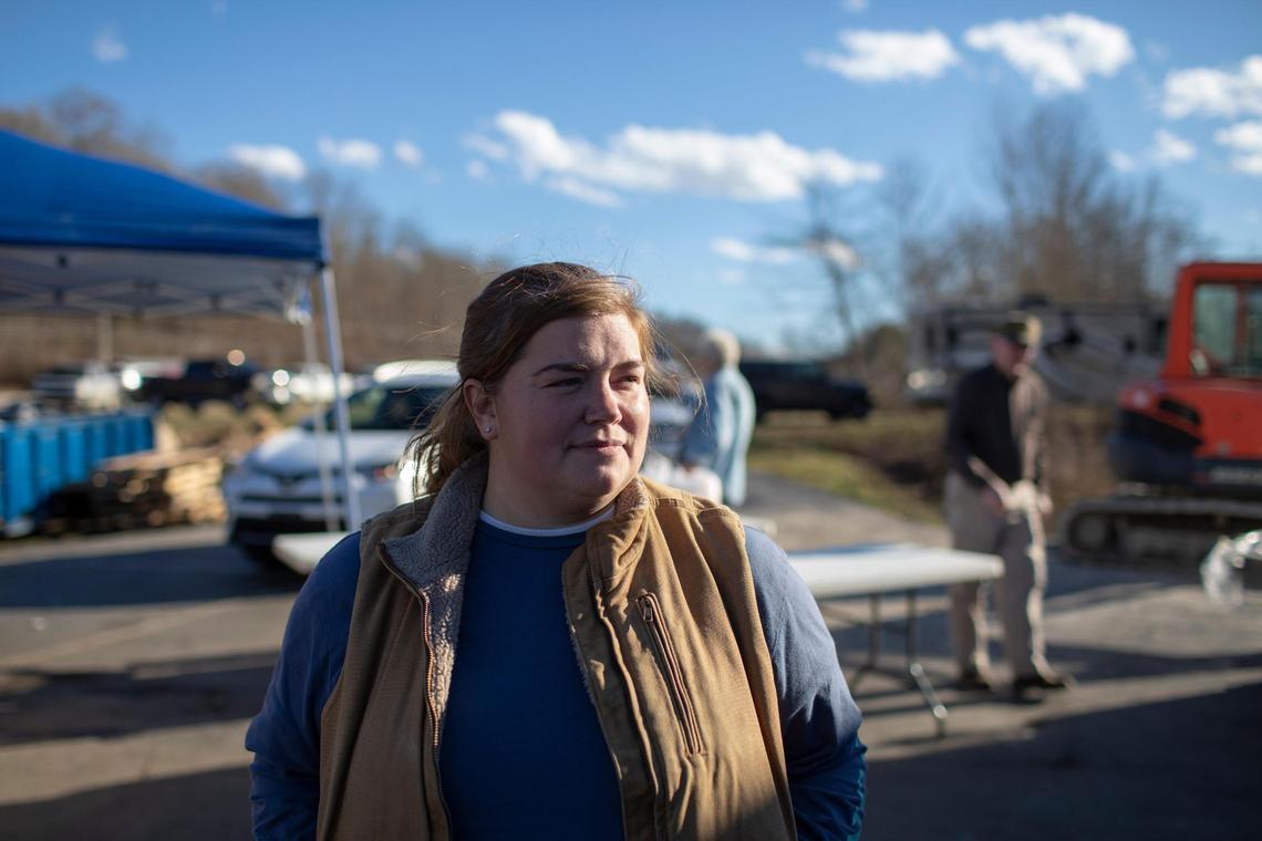 Nicky Stacy, the President of the Hazel Green Food Project, poses for a portrait during a food give away at the Hazel Green Food Project in Wolfe County, Ky., Thursday, January 19, 2023.