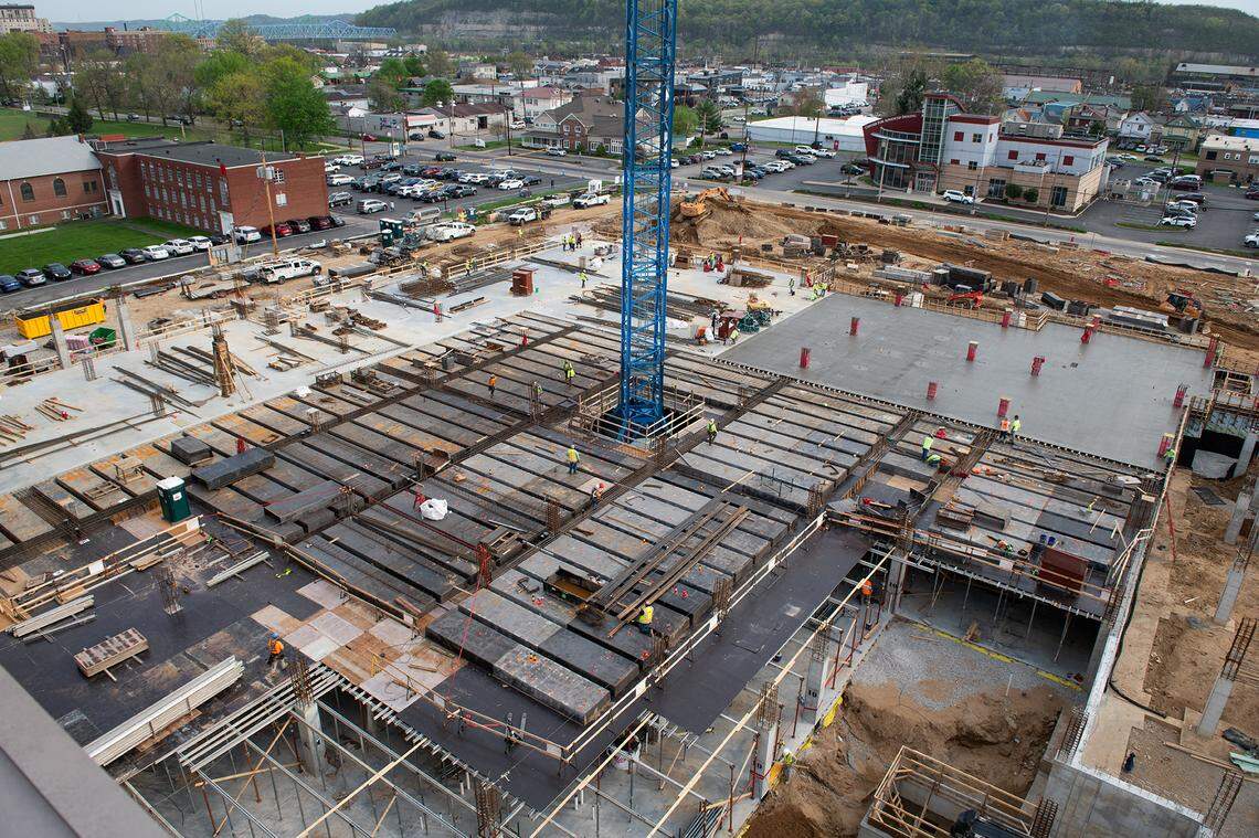 Construction is underway in April 2024, as Ashland-based UK King’s Daughters works on a new emergency department.