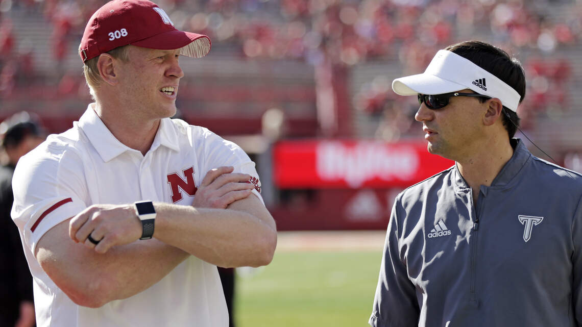 Ex-Cat Neal Brown drew a flag at Nebraska. Watch Troy coach take his punishment.