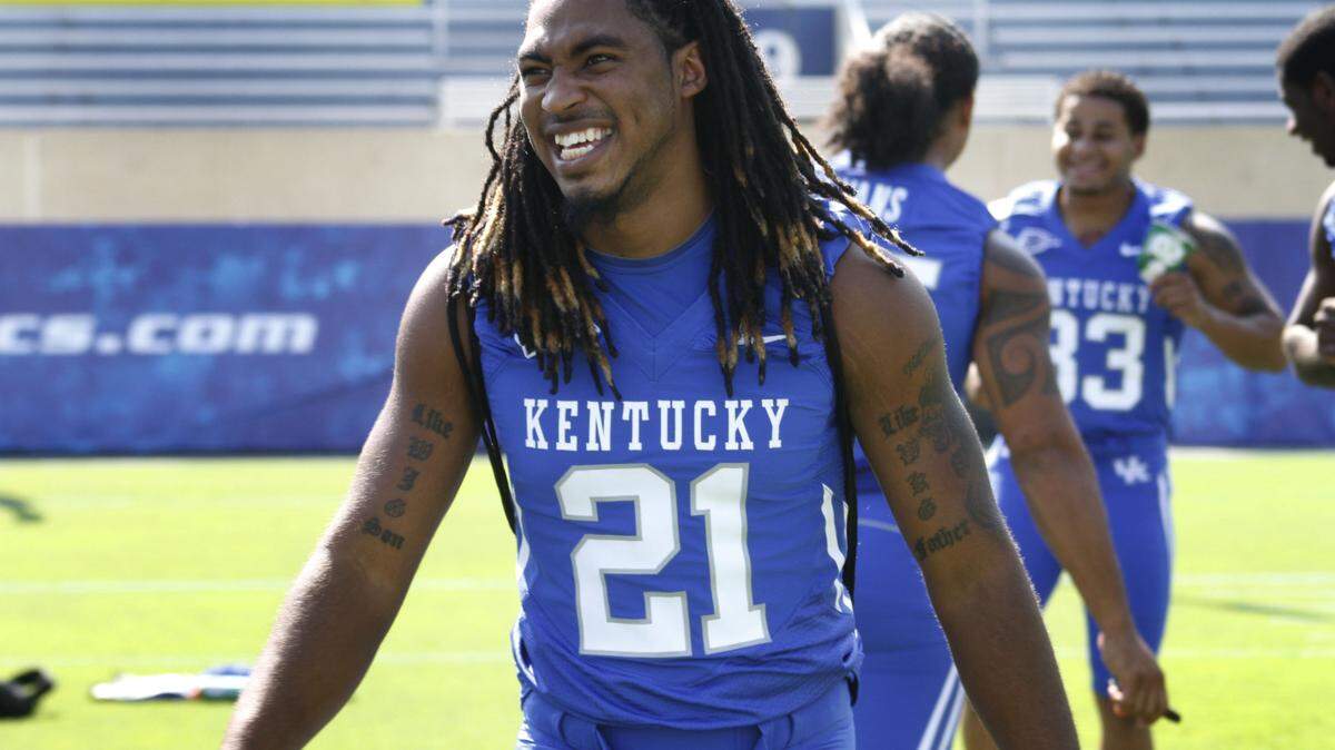 Free safety Winston Guy Jr. shown on UK football media day on Friday, Aug. 6, 2010 at Commonwealth Stadium in Lexington, Ky.   Photo by David Perry | Staff
