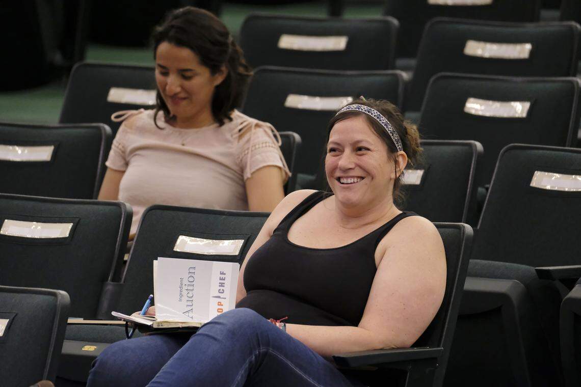 In the “Kentucky Farewell” episode shot at Keeneland’s auction house, Paducah chef Sara Bradley is thrilled to get an Iberico ham that normal goes for $500 for $85. It becomes the key to her dish.