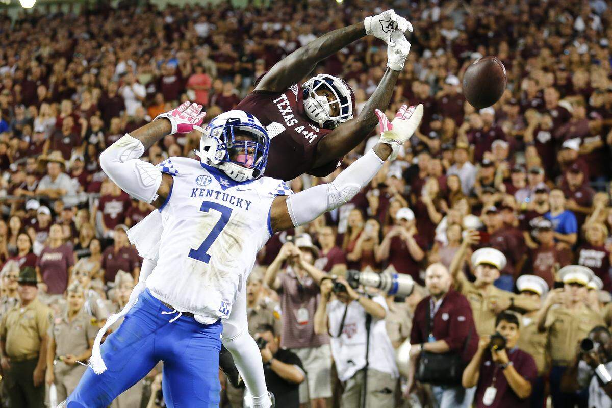 Senior safety Mike Edwards (7) needs one more tackle to enter an exclusive club at Kentucky. It’s especially hard for defensive backs to get into.