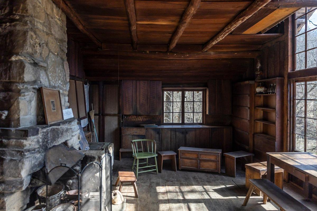 The front room of the house at Payne Hollow is photographed in Trimble County, Ky., on Thursday, March 6, 2025. Harlan and Anna Hubbard lived off their land in a very remote and sustainable way for about 40 years at Payne Hollow.