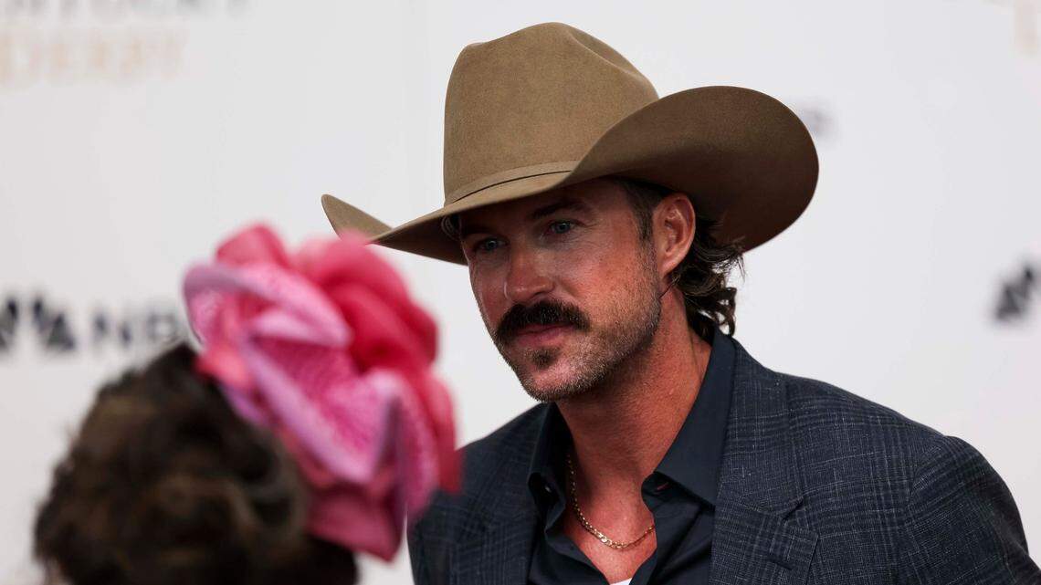 Country music artist Riley Green speaks to media at the Kentucky Derby Red Carpet on Saturday, May 3, 2025, at Churchill Downs in Louisville, Kentucky.