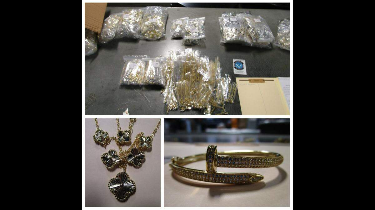 Photos of some of the seized counterfeit jewelry by U.S. Customs and Border Protection in Louisville on Oct. 26, 2022.
