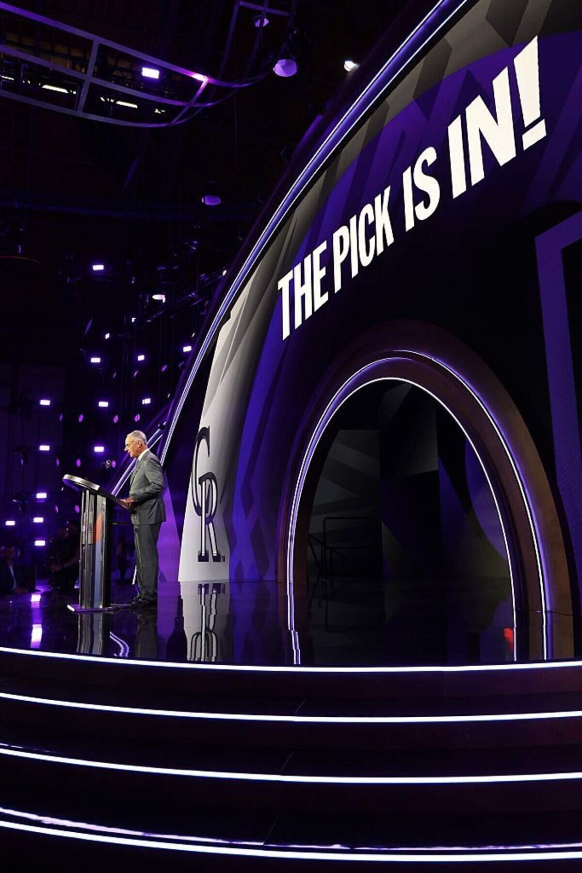 PHILADELPHIA, PENNSYLVANIA - JULY 11: MLB Commissioner Rob Manfred speaks on stage during the 2026 MLB Draft at Pennsylvania Convention Center on July 11, 2026 in Philadelphia, Pennsylvania. (Photo by Stefon Young-Rolle/Getty Images)