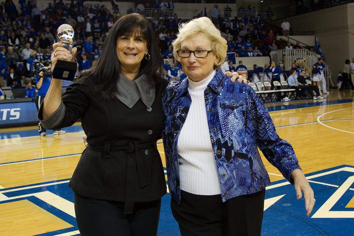 Sue Feamster, right, has been chosen for induction into the Kentucky Sports Hall of Fame for her role in the launch of women’s sports at the University of Kentucky after Title IX was adopted.