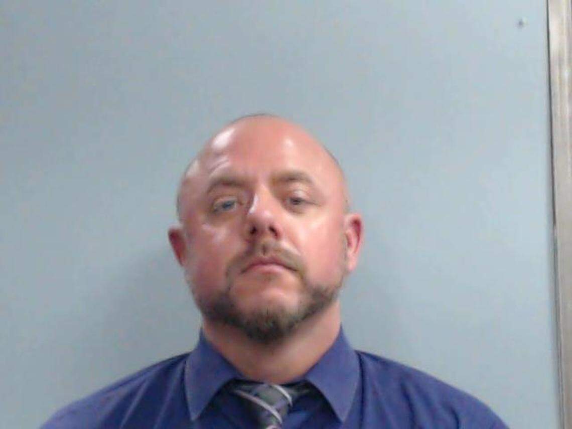 Brad Pagel in his Fayette County Detention Center mugshot after his arrest on Oct. 1, 2023. He was arrested on charges of criminal trespass, menacing and harassment after he dumped 50 pounds of coins in the office of an attorney representing the Beaumont homeowners’ association. The charge was amended down and Pagel was convicted of harassment.