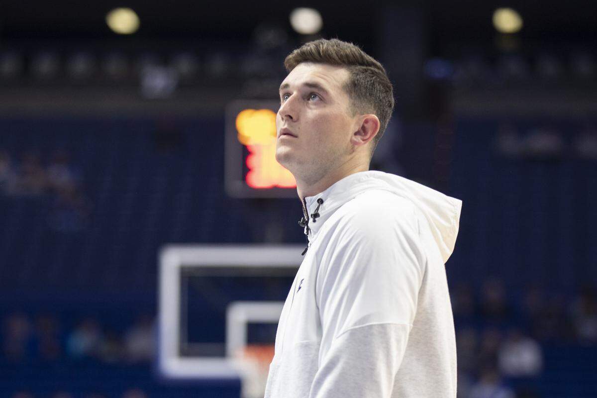 Kentucky’s Ben Jordan warmed up with the Wildcats but did not play in last Friday’s Blue-White Game in Rupp Arena.