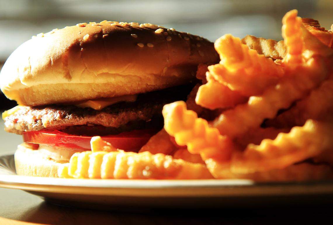 Ho Burger with fries at Tolly-Ho.