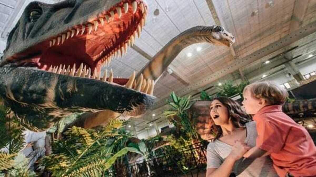 Kids can see and even pet dinos at Jurassic Quest at the Central Bank Center this weekend.