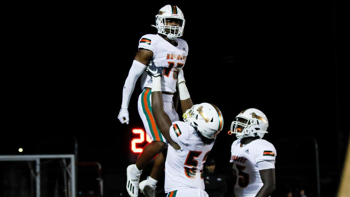 Ty Bryant got a lift after scoring for Frederick Douglass against Boyle County this season. The senior has scored 10 touchdowns rushing and three on punt returns in 2022.