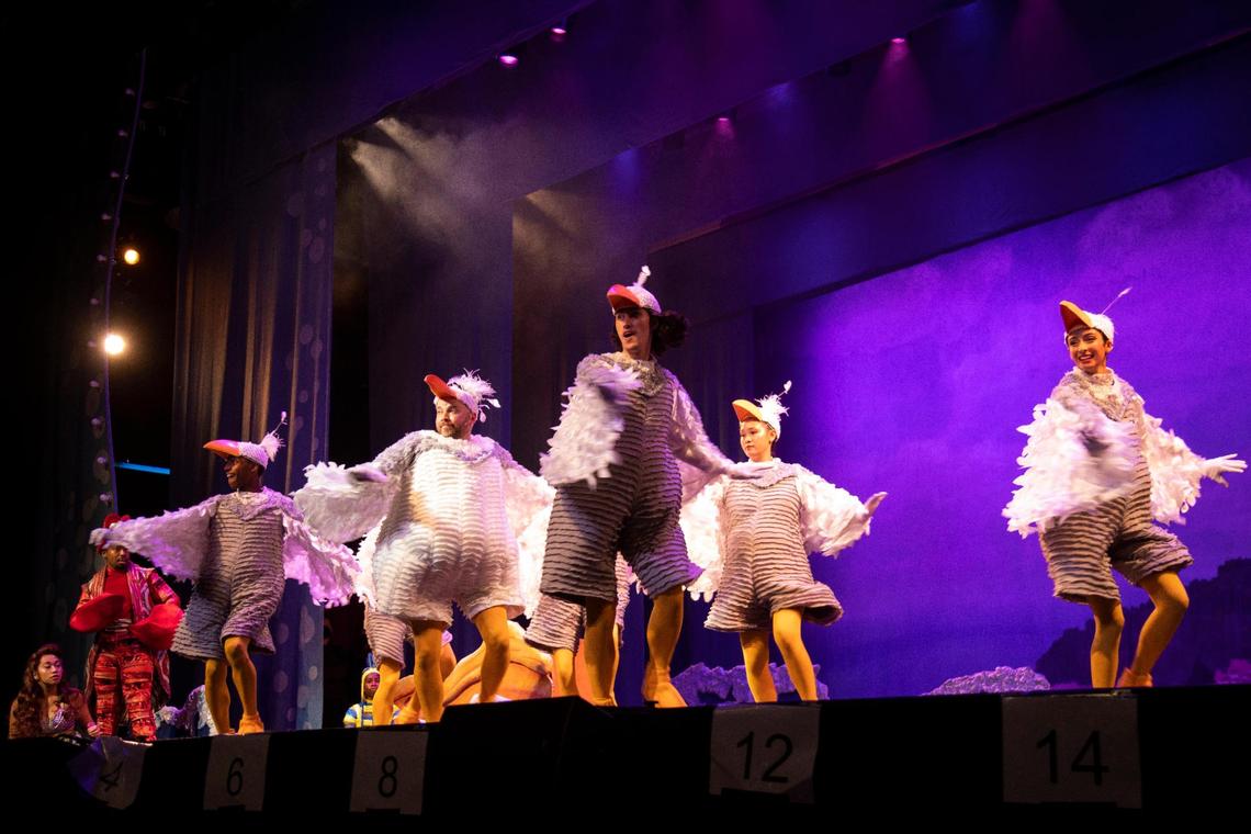 The cast of “The Little Mermaid” rehearse scenes for the Lexington Theatre Company’s production of “The Little Mermaid” at the Lexington Opera House in Lexington, Ky., Tuesday, July 12, 2022. The show runs July 14-17.
