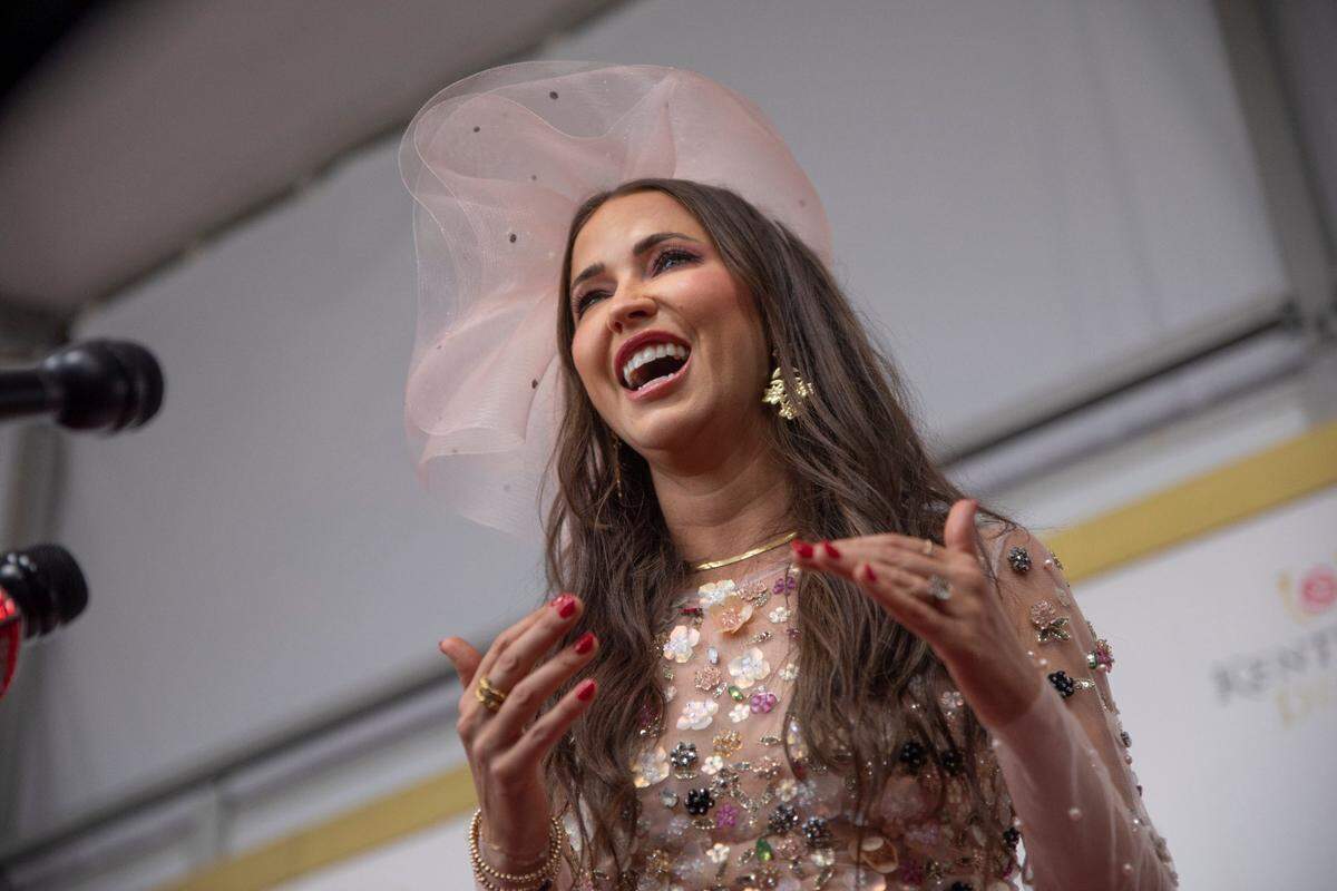 TV personality Kaitlyn Bristowe takes to the red carpet at Churchill Downs before the start of 149th Kentucky Derby in Louisville, Kentucky on Saturday, May 6, 2023.