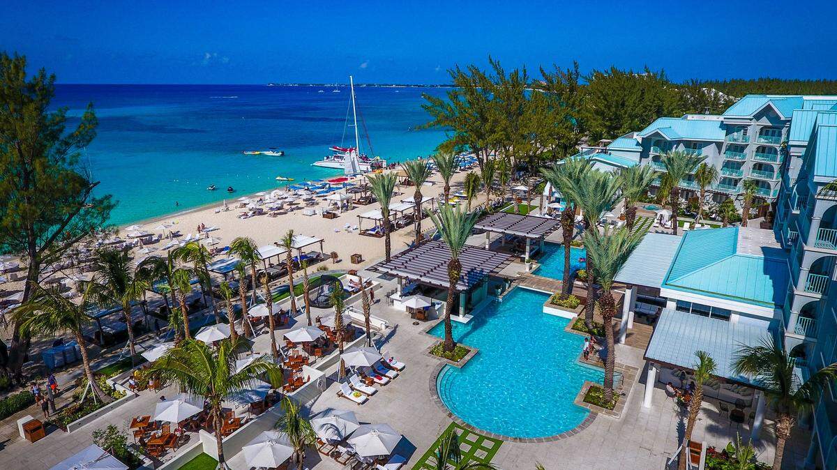 Aerial view of the Westin Grand Cayman Seven Mile Beach Resort & Spa.